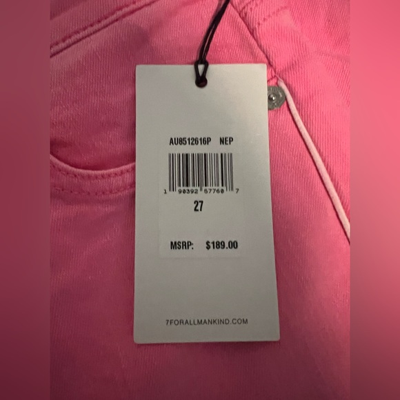 🩷 NWT! 7 for All Mankind Barbie Pink Stripe Flare Jeans - Picture 3 of 7